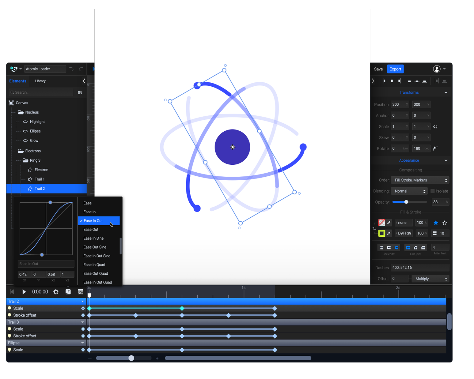 Atomic loader shown in SVGator's interface