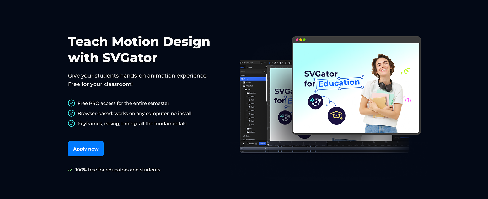 Teach Motion Design with SVGator | Free for Classrooms