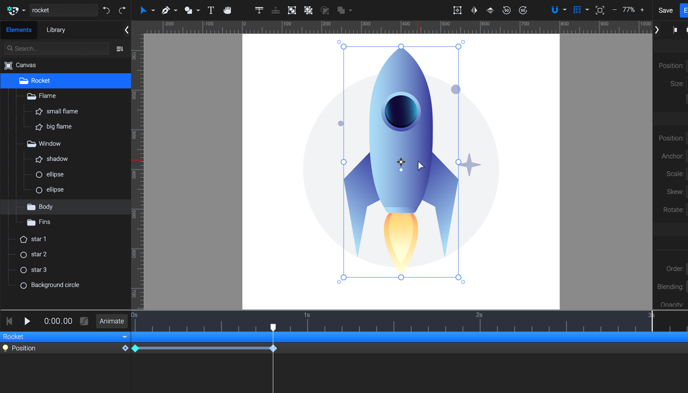 animated rocket ship design