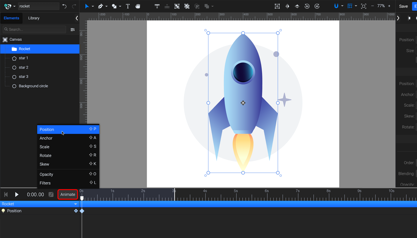 Animated rocket tutorial