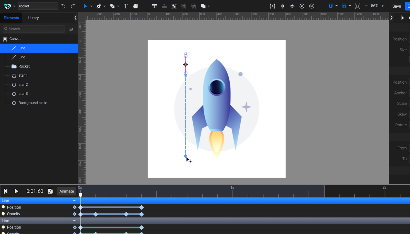 how to create an svg animated rocket