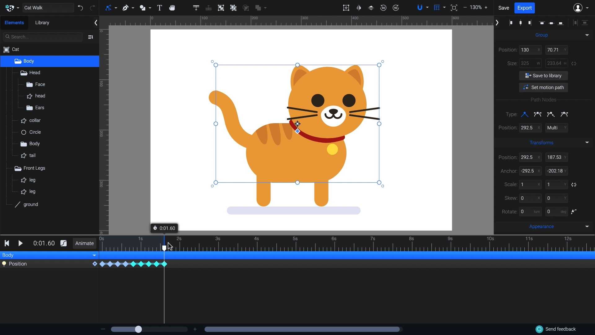 Duplicate the keyframes and create a bounce loop