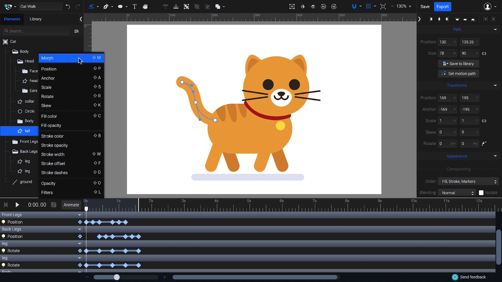 Animate the cat tail