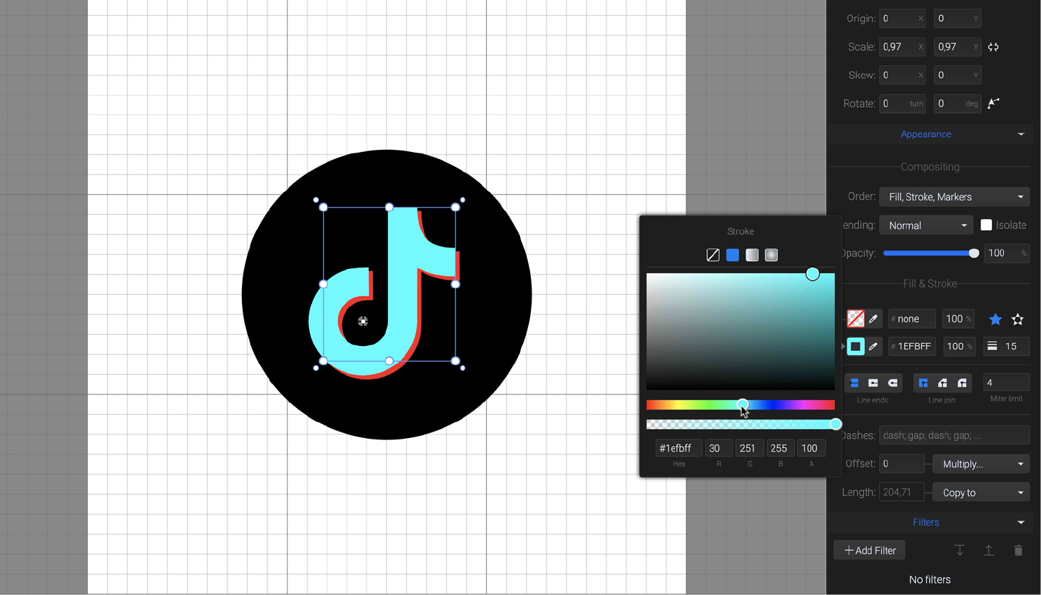 Choosing a light blue color for the logo