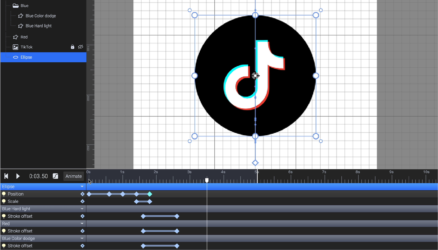 Using keyframes to animate the logo in SVGator