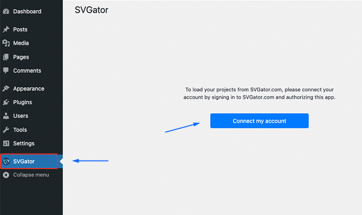 Connecting the plugin with your SVGator account