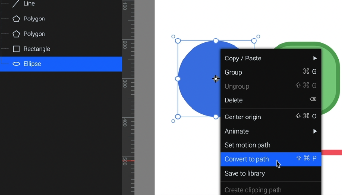 Converting a shape to a path in SVGator