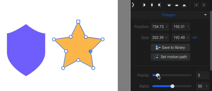 The Points and Ratio properties from SVGator