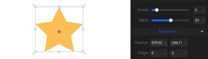 Changing the inner star ratio & points using SVGator