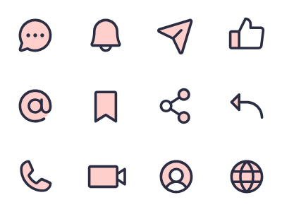 Animated icons - communication pack - coral
