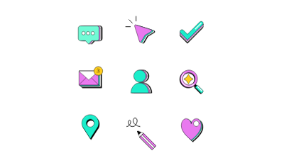 Animated doodle icons - retro pop icon set