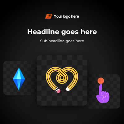 Three cards ad template