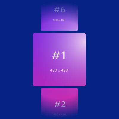 Cards carousel & gradient animation - square vertical