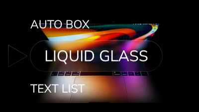 Liquid glass text list - animated auto box title selector