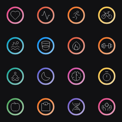 Animated activity and health icons